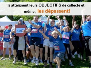 Ils atteignent leurs OBJECTIFS de collecte et
même,

les dépassent!

 