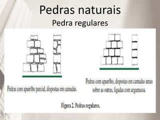Pedras naturais
Pedra regulares
 