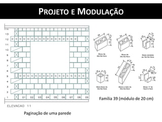 PROJETO E MODULAÇÃO
Paginação de uma parede
Família 39 (módulo de 20 cm)
 