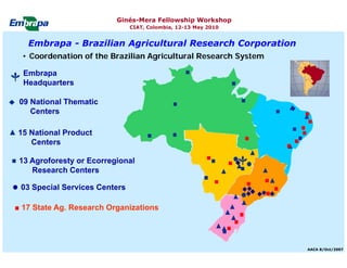 Current status and utilization of cassava wild Ginés-Mera Fellowship Workshop CIAT, Colombia, 12-13 May 2010 germplasm at Embrapa Cassava & Tropical Fruits