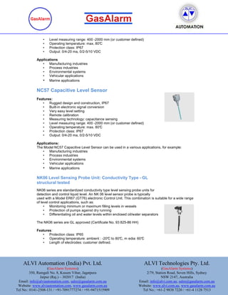 Alvi automation (gas alarm) product brochure 2019 | PDF
