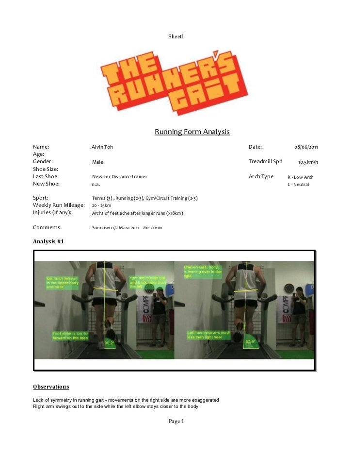 Gait analysis sample report