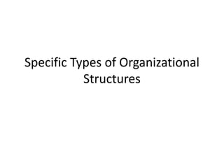 Specific Types of Organizational
Structures
 