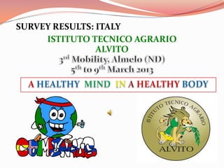 SURVEY RESULTS: ITALY
     ISTITUTO TECNICO AGRARIO
                ALVITO
 