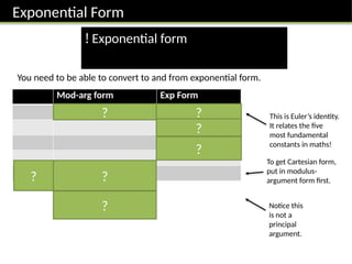 Modulus Exponential Form ALvlFurtherComplexNumbersNumbersNumbersNumbersNumbers | PPTX