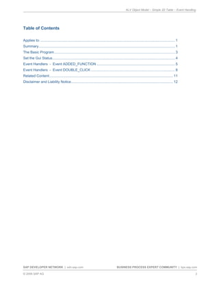 Alv object model simple 2 d table - event handling | PDF