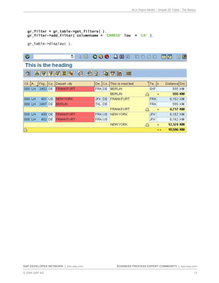 Alv object model simple 2 d table - the basics | PDF