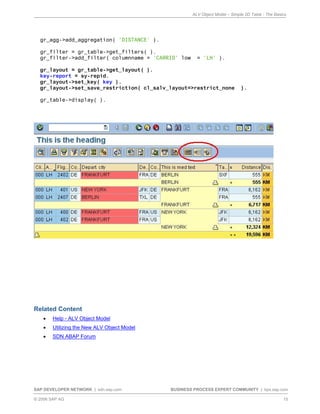 Alv object model simple 2 d table - the basics | PDF