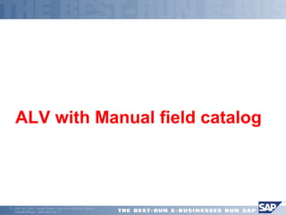 ALV with Manual field catalog 
ã SAP AG 2001, Smart Forms - the Form Printing Solution, 
Claudia Binder / Jens Stumpe 11 
 