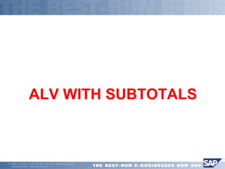  ALV WITH SUBTOTALS 
ã SAP AG 2001, Smart Forms - the Form Printing Solution, 
Claudia Binder / Jens Stumpe 25 
 