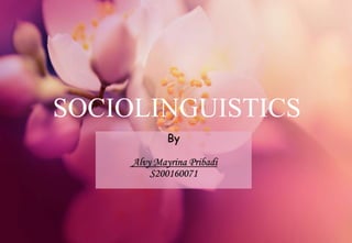 SOCIOLINGUISTICS
By
Alvy Mayrina Pribadi
S200160071
 