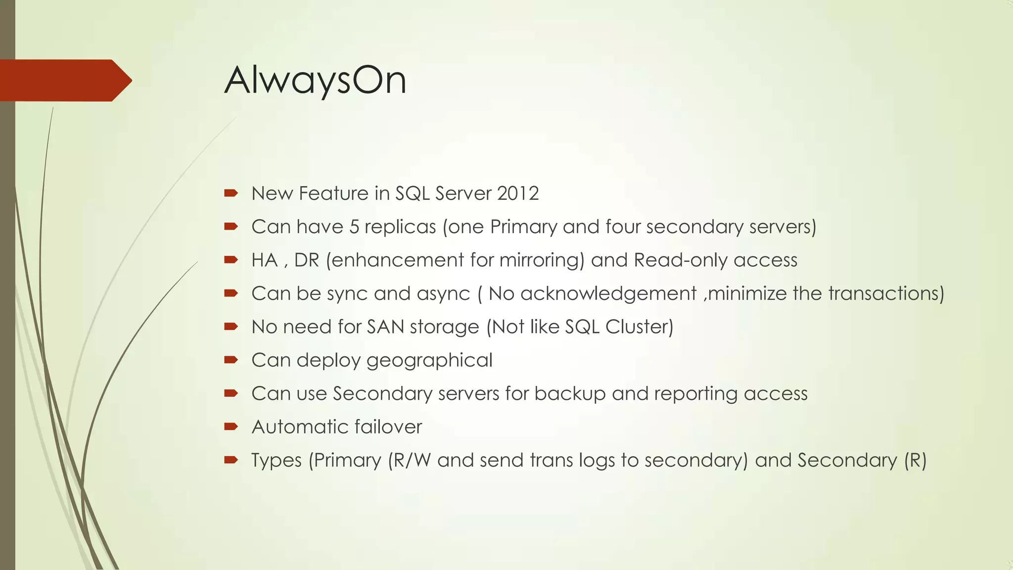 Always on in SQL Server 2012 | PPTX