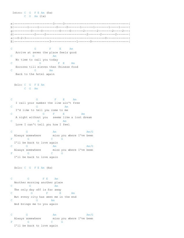 Chord Guitar Always Somewhere Chord Guitar Always Somewhere
