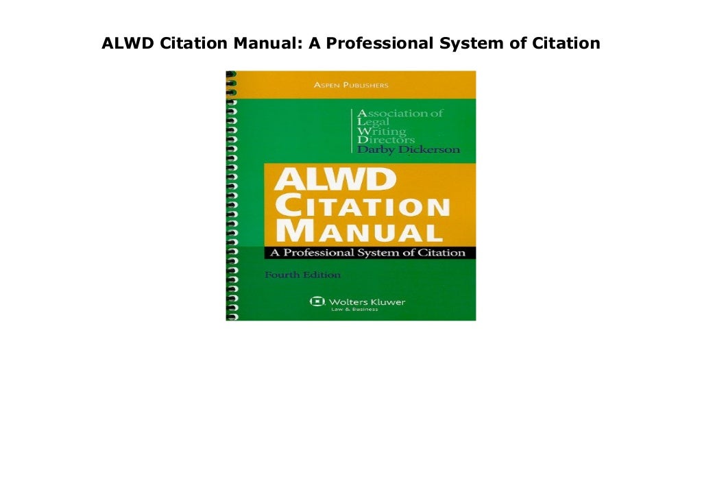 ALWD Citation Manual A Professional System of Citation