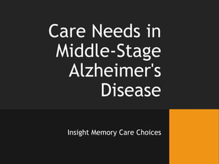 Care Needs in
Middle-Stage
Alzheimer's
Disease
Insight Memory Care Choices
 
