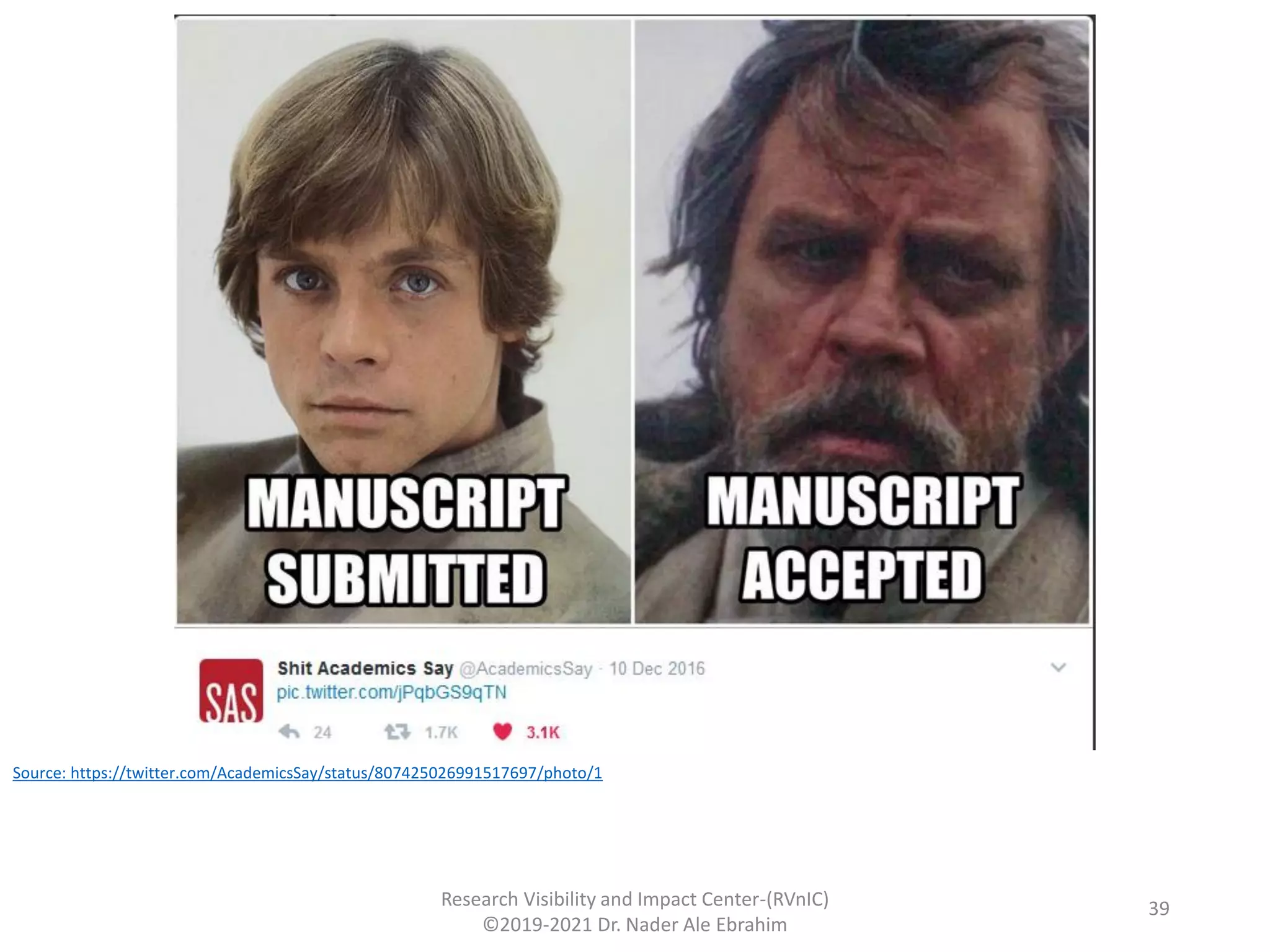 Research Visibility and Impact Center-(RVnIC)
©2019-2021 Dr. Nader Ale Ebrahim
Source: https://twitter.com/AcademicsSay/status/807425026991517697/photo/1
39
 