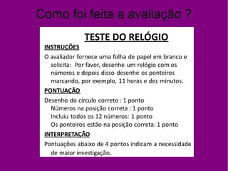 Como foi feita a avaliação ?
 