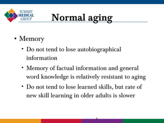 Alzheimer Dementia: The Threshold Between Normal Aging and Disease | PPT