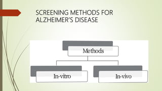 SCREENING METHODS FOR
ALZHEIMER’S DISEASE
 