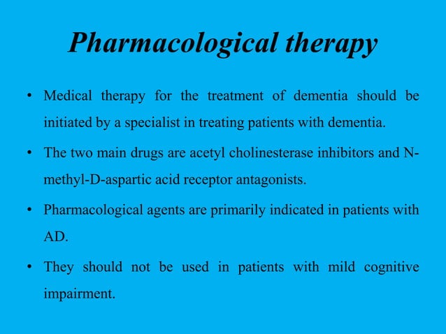 Alzheimer's disease pharmacotherapy | PPTX | Brain and Nervous System ...