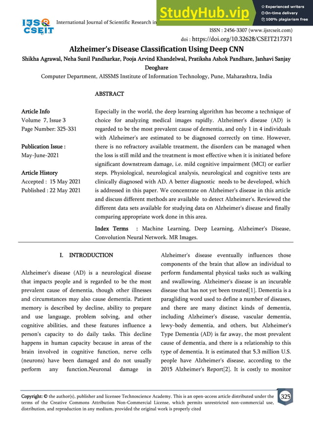 Alzheimer S Disease Classification Using Deep CNN | PDF