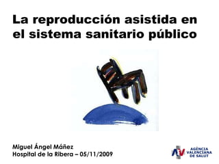 La reproducción asistida en el sistema sanitario público Miguel Ángel Máñez Hospital de la Ribera – 05/11/2009 