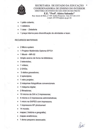 Plano Gestão EE Profa Alzira Salomão
