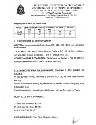 Plano Gestão EE Profa Alzira Salomão