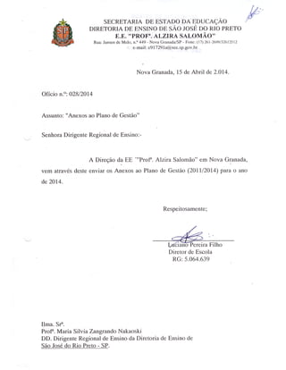 Plano Gestão EE Profa Alzira Salomão