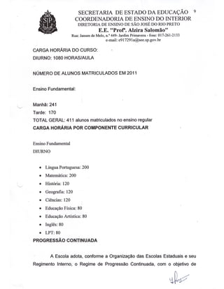 Plano Gestão EE Profa Alzira Salomão