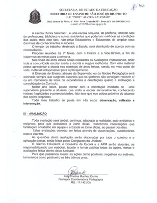 Plano Gestão EE Profa Alzira Salomão