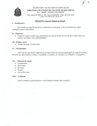 Plano Gestão EE Profa Alzira Salomão