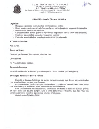 Plano Gestão EE Profa Alzira Salomão