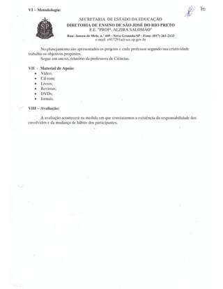 Plano Gestão EE Profa Alzira Salomão