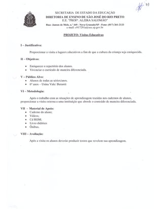 Plano Gestão EE Profa Alzira Salomão