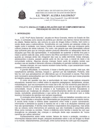 Plano Gestão EE Profa Alzira Salomão