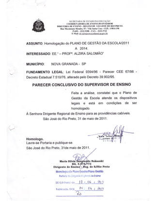 Plano Gestão EE Profa Alzira Salomão