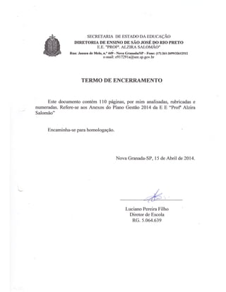 Plano Gestão EE Profa Alzira Salomão