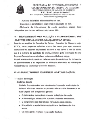 Plano Gestão EE Profa Alzira Salomão