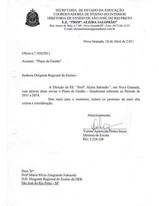 Plano Gestão EE Profa Alzira Salomão