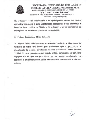 Plano Gestão EE Profa Alzira Salomão