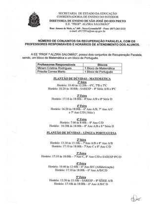 Plano Gestão EE Profa Alzira Salomão