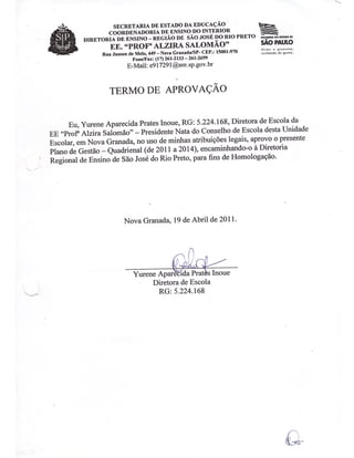 Plano Gestão EE Profa Alzira Salomão