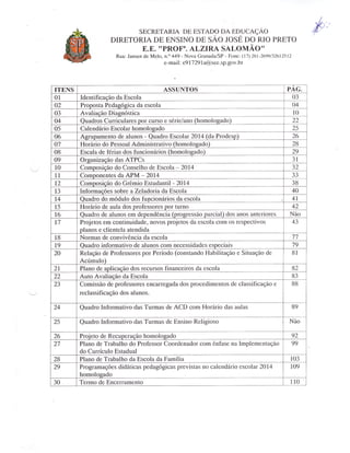 Plano Gestão EE Profa Alzira Salomão