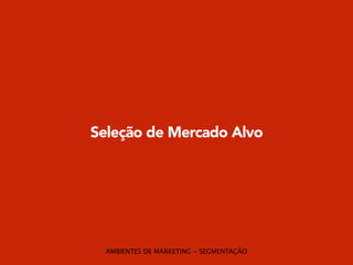 Seleção de Mercado Alvo 
AMBIENTES DE MARKETING - SEGMENTAÇÃO 
 