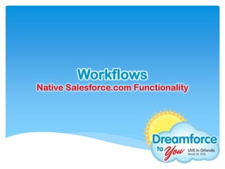 Workflows
Native Salesforce.com Functionality
 