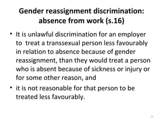 Reassignment Reason Equality Act 2010 | PPT