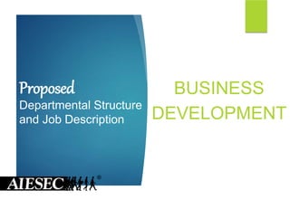 Proposed
Departmental
Structure and Job
Description
BD
 