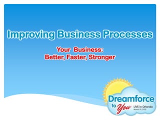 Improving Business Processes
           Your Business:
       Better, Faster, Stronger
 