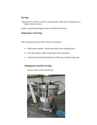 Under Seiving Sifter Process.pdf Industrial VISIT report | PDF